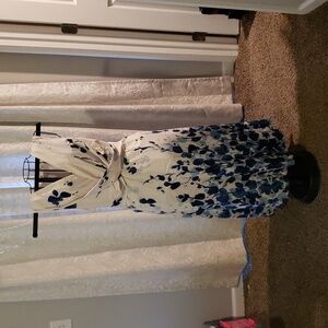 Elegant Blue Floral Women's Dress